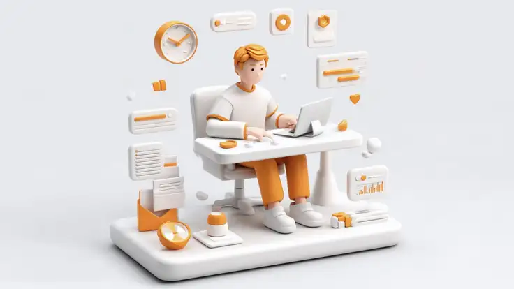 Ilustración de un hombre resolviendo un rompecabezas mientras tiene otras actividades alrededor, simbolizando la concentración del deep work.
