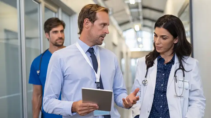 Un hombre que está dirigiendo a un equipo de atención médica