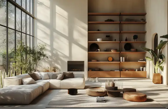 Pareja observando y comparando diferentes muestras de pisos y recubrimientos en una tienda especializada, eligiendo materiales para un proyecto de diseño de interiores.